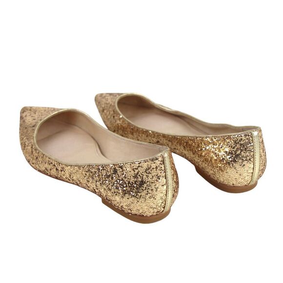 Shoes of Prey METALLIC GOLD GENUINE LEATHER FLAT BALLET SLIP ON SHOES Sz 6.5 - Picture 4 of 10